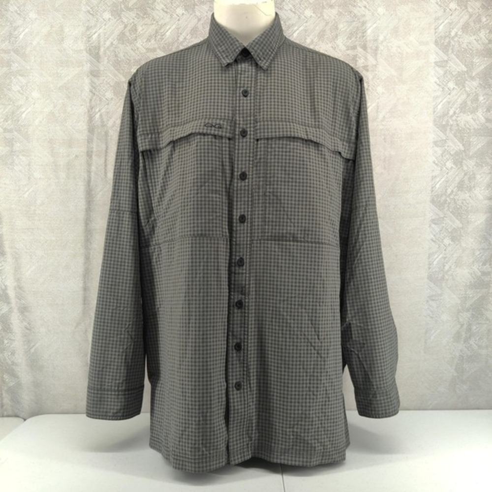 GameGuard Outdoors Shirt Mens 3X Gray Gingham Ventilated Performance Long Sleeve